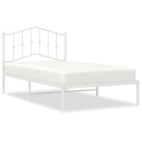 vidaXL Metal Bed Frame with Headboard White 39.4