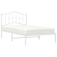 vidaXL Metal Bed Frame with Headboard White 39.4