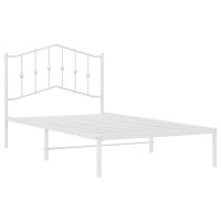 vidaXL Metal Bed Frame with Headboard White 39.4