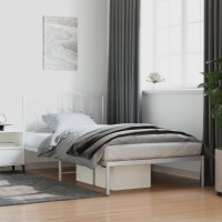 vidaXL Metal Bed Frame with Headboard White 39.4