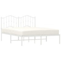 Vidaxl Metal Bed Frame With Headboard White 53.1