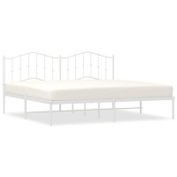 vidaXL Metal Bed Frame with Headboard White 76