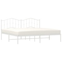 vidaXL Metal Bed Frame with Headboard White 76