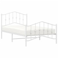 Vidaxl Metal Bed Frame With Headboard And Footboardwhite 39.4