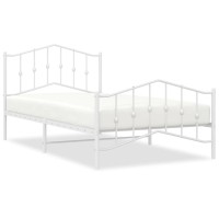 vidaXL Metal Bed Frame with Headboard and Footboard聽White 39.4