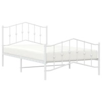 vidaXL Metal Bed Frame with Headboard and Footboard聽White 39.4