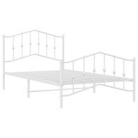 vidaXL Metal Bed Frame with Headboard and Footboard聽White 39.4