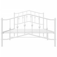 vidaXL Metal Bed Frame with Headboard and Footboard聽White 39.4