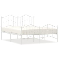 vidaXL Metal Bed Frame with Headboard and Footboard聽White 59.1