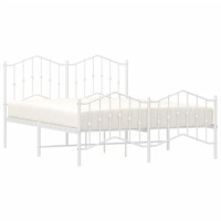 vidaXL Metal Bed Frame with Headboard and Footboard聽White 59.1