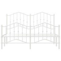 vidaXL Metal Bed Frame with Headboard and Footboard聽White 59.1