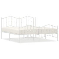 vidaXL Metal Bed Frame with Headboard&Footboard聽White 72