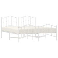 vidaXL Metal Bed Frame with Headboard&Footboard聽White 72