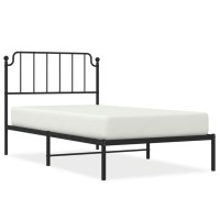 vidaXL Metal Bed Frame with Headboard Black 39.4