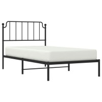 vidaXL Metal Bed Frame with Headboard Black 39.4