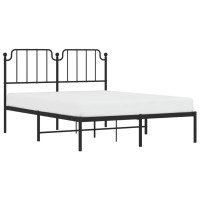 vidaXL Metal Bed Frame with Headboard Black 53.1