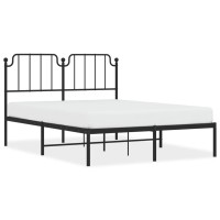 vidaXL Metal Bed Frame with Headboard Black 59.1