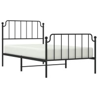 vidaXL Metal Bed Frame with Headboard and Footboard聽Black 39.4