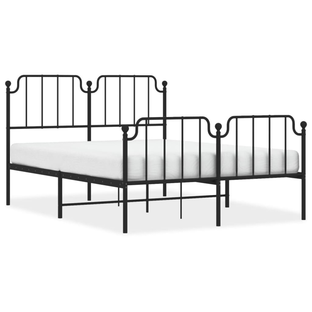 vidaXL Metal Bed Frame with Headboard and Footboard聽Black 59.1