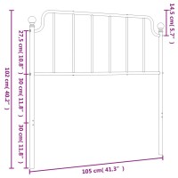 vidaXL Metal Headboard Black 39.4