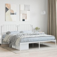 vidaXL Metal Bed Frame with Headboard White 72