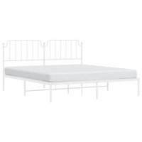 vidaXL Metal Bed Frame with Headboard White 72