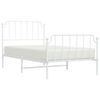 vidaXL Metal Bed Frame with Headboard and Footboard聽White 39.4