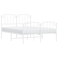 vidaXL Metal Bed Frame with Headboard and Footboard聽White 53.1