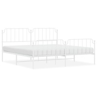 vidaXL Metal Bed Frame with Headboard and Footboard聽White 76