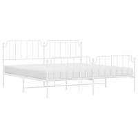 vidaXL Metal Bed Frame with Headboard and Footboard聽White 76