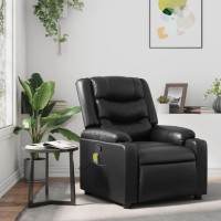 vidaXL Massage Recliner Chair Black Faux Leather