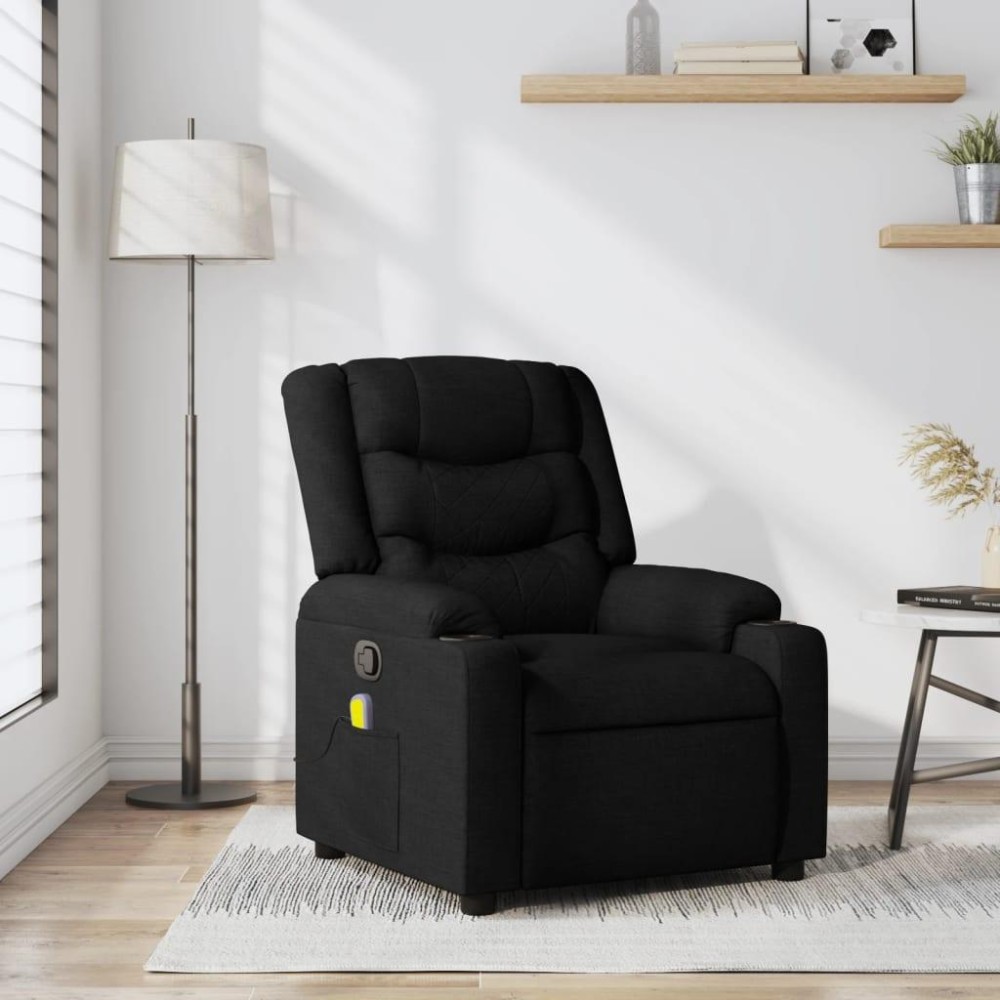 vidaXL Massage Recliner Chair Black Fabric