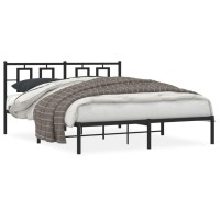 vidaXL Metal Bed Frame with Headboard Black 59.1