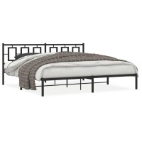 Vidaxl Metal Bed Frame With Headboard Black 76X79.9 King