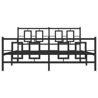 vidaXL Metal Bed Frame with Headboard and Footboard Black 59.1