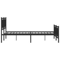 vidaXL Metal Bed Frame with Headboard and Footboard Black 59.1