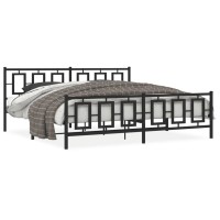 Vidaxl Metal Bed Frame With Headboard And Footboard Black 76X79.9 King