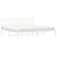 vidaXL Metal Bed Frame with Headboard White 76