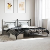 vidaXL Metal Bed Frame with Headboard Black 76