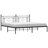 vidaXL Metal Bed Frame with Headboard Black 76