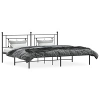 vidaXL Metal Bed Frame with Headboard Black 76