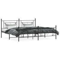 Vidaxl Metal Bed Frame With Headboard And Footboard Black 76