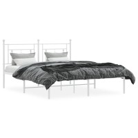 vidaXL Metal Bed Frame with Headboard White 59.1