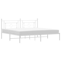 vidaXL Metal Bed Frame with Headboard White 76