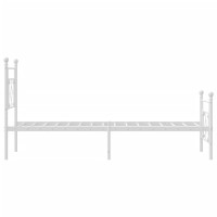 vidaXL Metal Bed Frame with Headboard and Footboard White 39.4