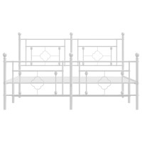 vidaXL Metal Bed Frame with Headboard and Footboard White 59.1