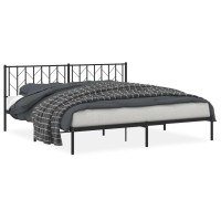 vidaXL Metal Bed Frame with Headboard Black 76