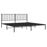 vidaXL Metal Bed Frame with Headboard Black 76