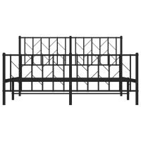 vidaXL Metal Bed Frame with Headboard and Footboard Black 59.1