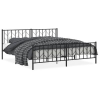 vidaXL Metal Bed Frame with Headboard and Footboard Black 76